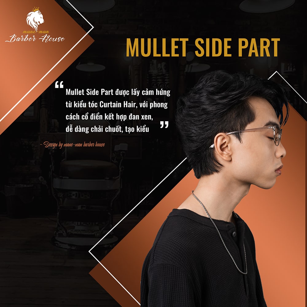 Tóc nam đẹp Mullet Side Part